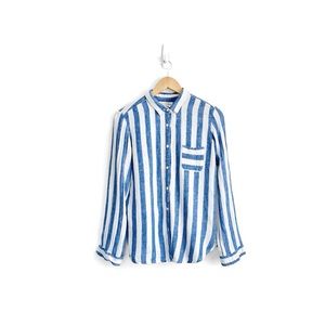 Scotch & Soda Striped Linen Blend Button-Up Shirt